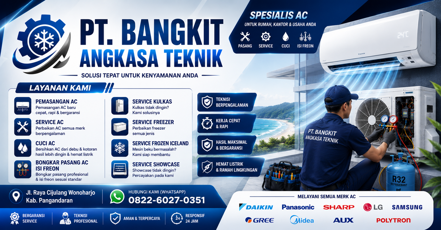 Jasa Service AC Pangandaran Cepat, Rapi, dan Harga Terjangkau