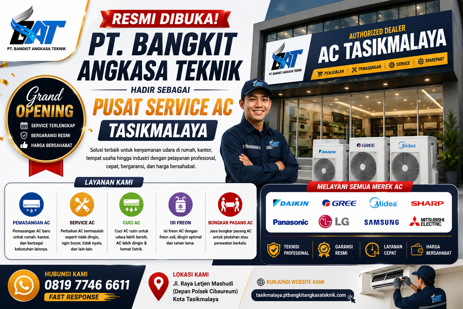 Kini Hadir di Tasikmalaya! PT. Bangkit Angkasa Teknik Buka Pusat Layanan AC & HVAC
